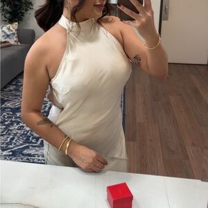 Windsor Cream Backless Halter Dress